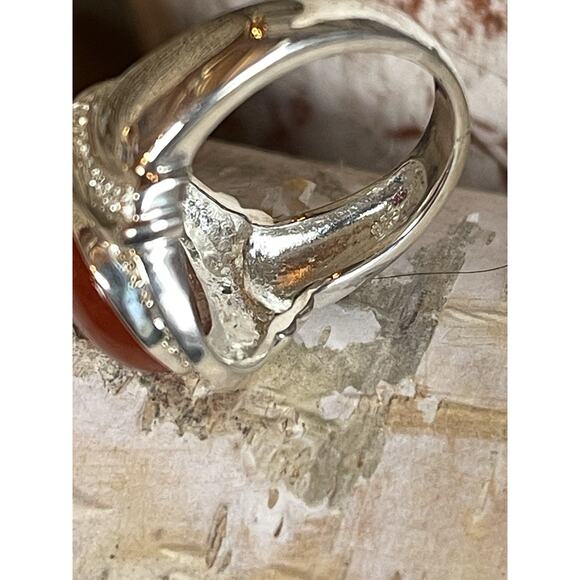 Vintage 925 Sterling Silver Carnelian Ring Size 7 - Picture 5 of 7